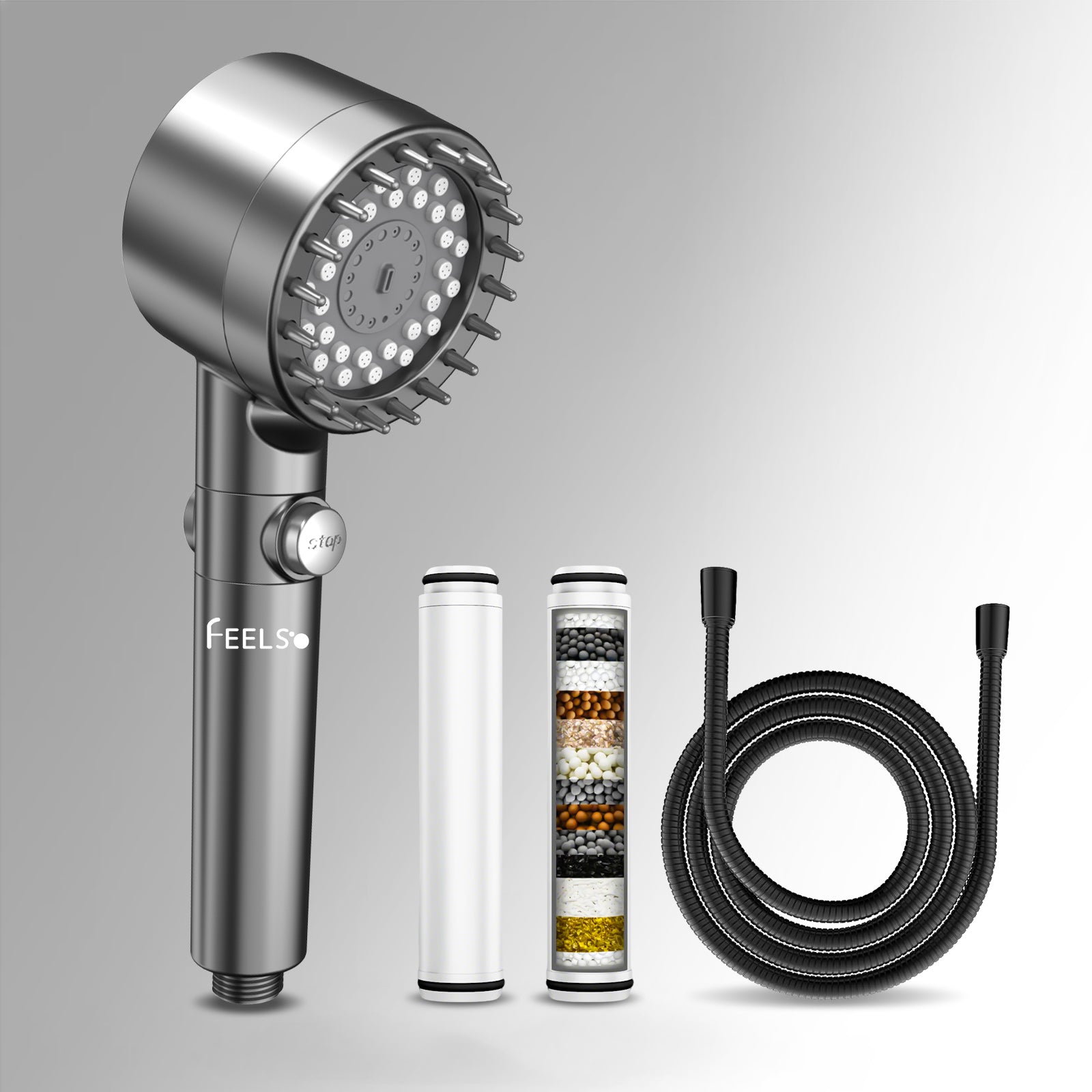 New Upgrade FEELSO DY5 Massage Handheld Filter Showerhead